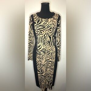 New York and Company- Zebra print with black detailing cocktail‎ dress Size M